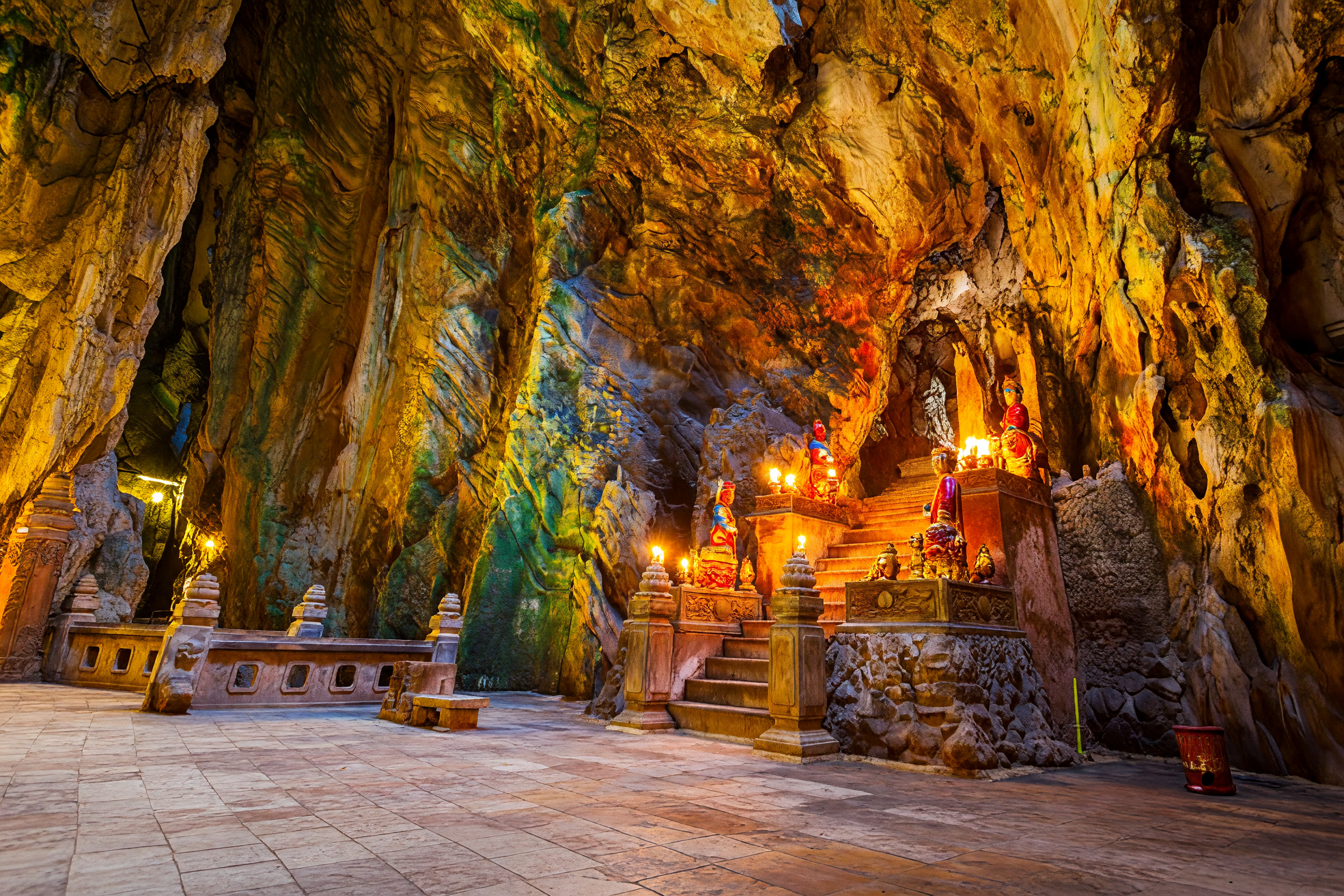 Marble Mountains limestone karsts and pagodas in Da Nang